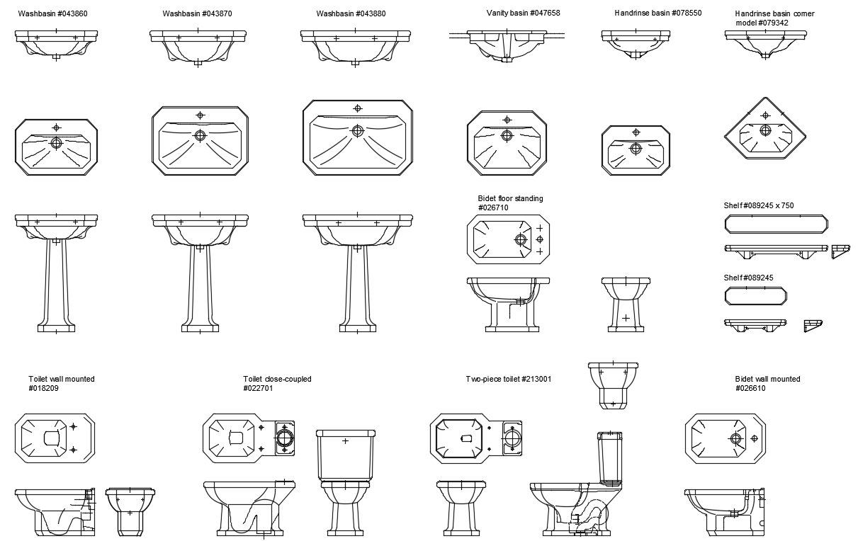 Various types of Washbasin CAD block DWG drawing file. Download now ...