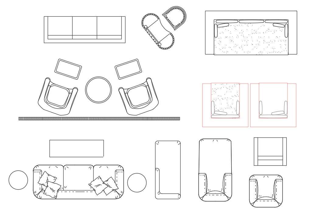 Various types of sofa 2d design Autocad furniture drawing.Download the