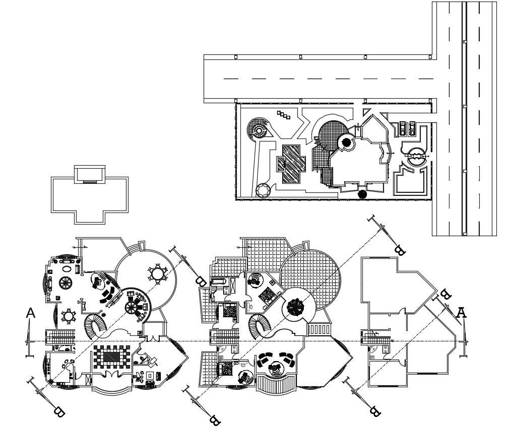 Villa House Design CAD Plan Cadbull