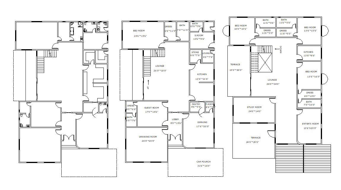 Villa House Plan AutoCAD Drawing - Cadbull