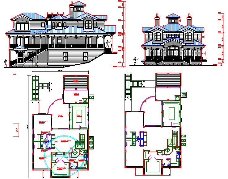 Villa architecture plan dwg file - Cadbull