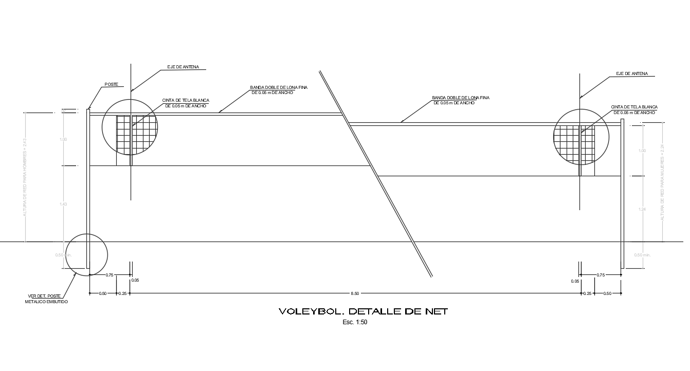 Volleyball Net Detail AutoCAD Drawing Download DWG File - Cadbull