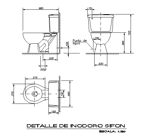 WC front sectional detail - Cadbull