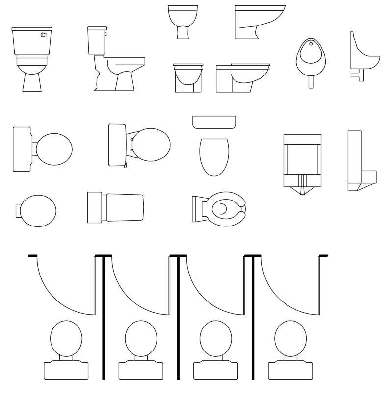 WC Blocks in AutoCAD 2D drawing, dwg file, CAD file - Cadbull