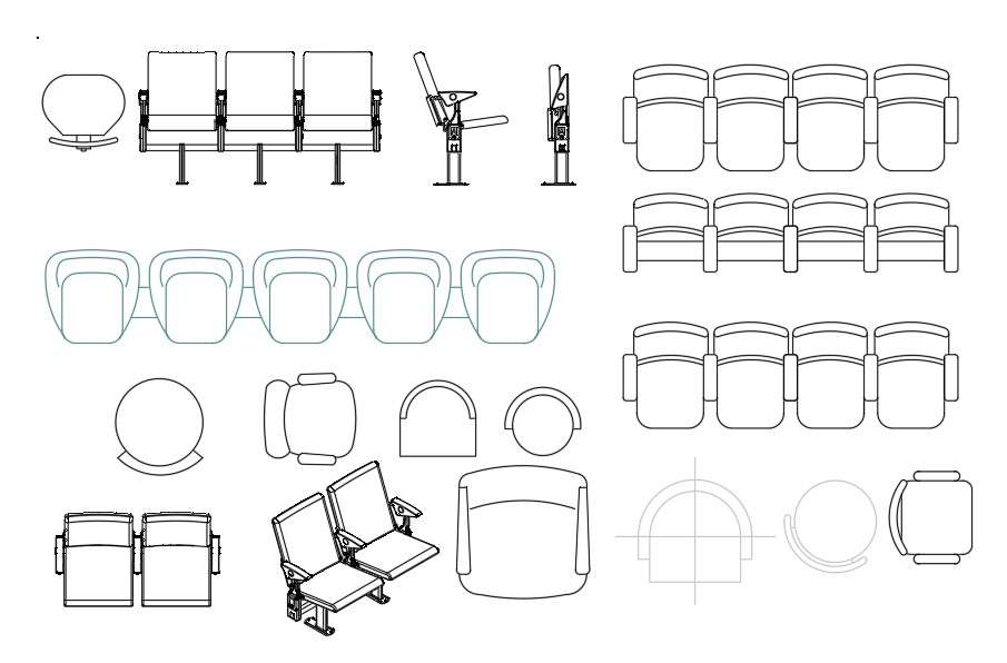 Waiting Area Chair Cad Blocks Drawing Dwg File Cadbull Images And | My ...