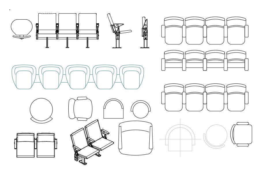 Office Waiting Area Seating Chairs Top View Cad Block Design Dwg File