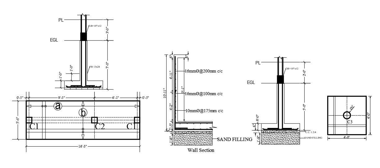 Wall Section DWG File - Cadbull