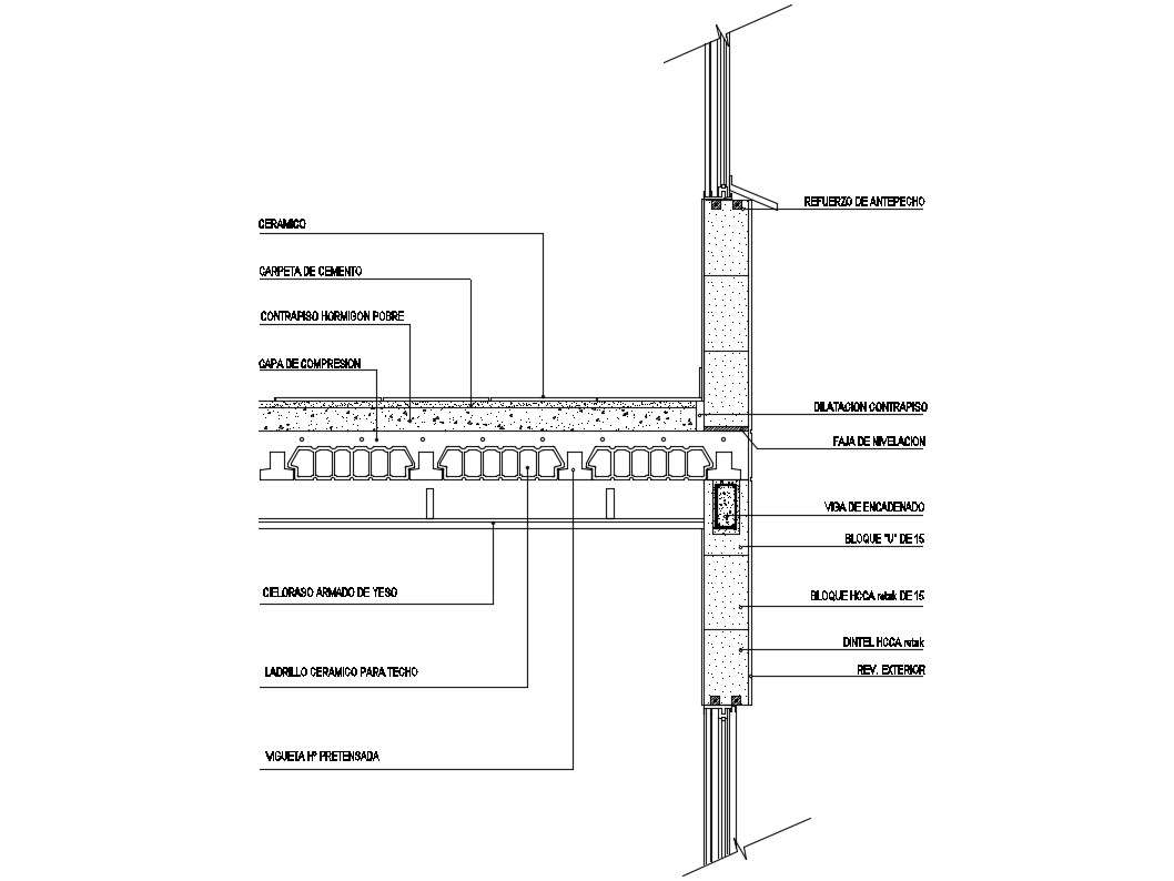 Wall Section With Flooring And Roof Material DWG File Free - Cadbull