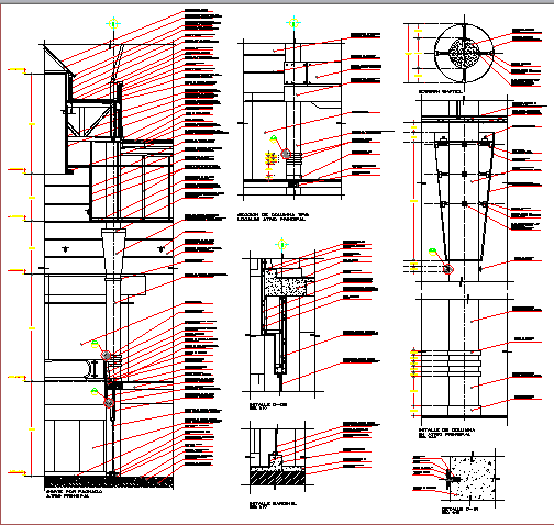 Wall construction with column and beam of shopping center dwg file ...