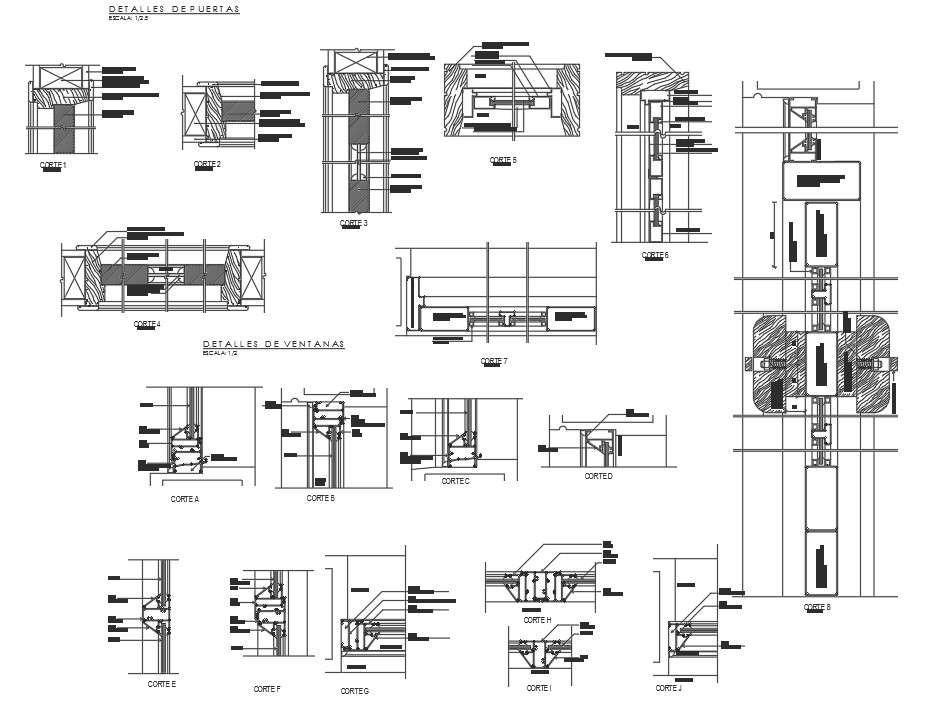 Wall elevation and section detail dwg file - Cadbull