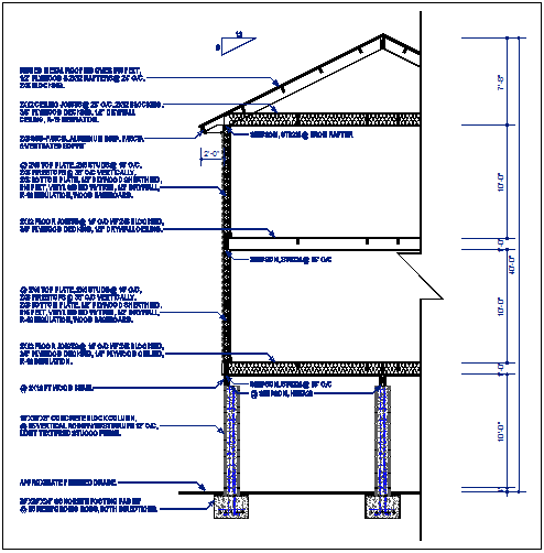 Wall section detail - Cadbull