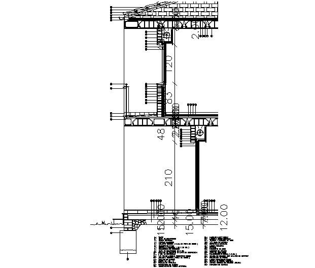 Wall section detail dwg file - Cadbull