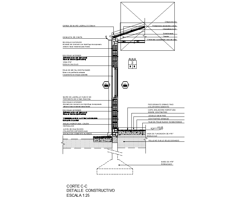 Wall section detail dwg file - Cadbull