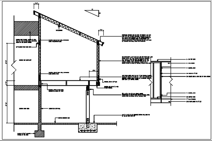 Wall section detail with foundation details and floor divided naming ...