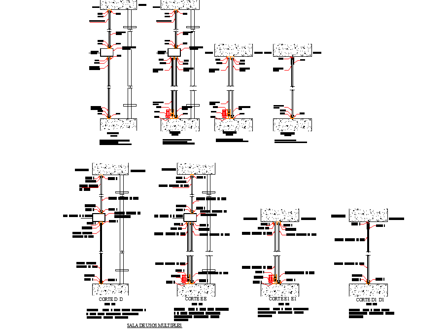 Wall section plan autocad file - Cadbull