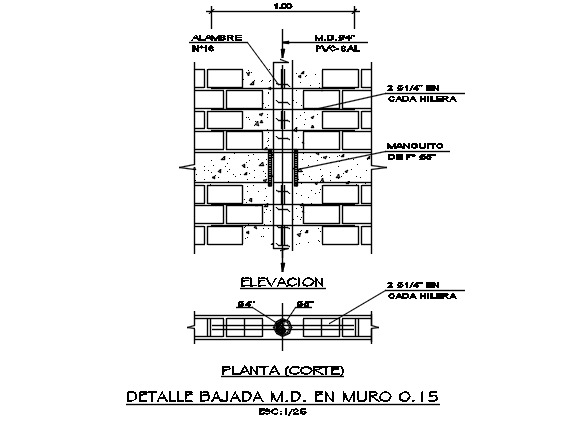 Wall section plan detail dwg file - Cadbull