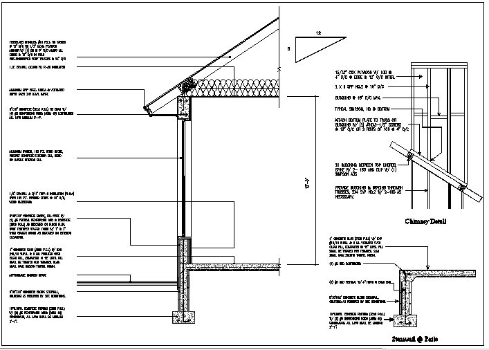 Wall section view of house detail dwg file - Cadbull