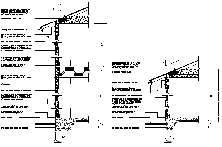 Wall section view of house detail dwg file - Cadbull