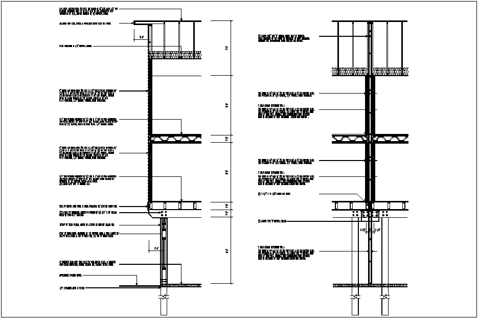 Wall section view of house detail dwg file - Cadbull