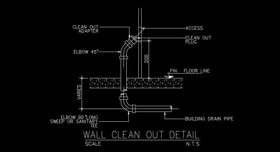 Wall Clean Out Detail Autocad Drawing Is Given In This File Cadbull