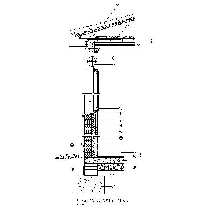 Wall construction material details are given in this Autocad drawing ...