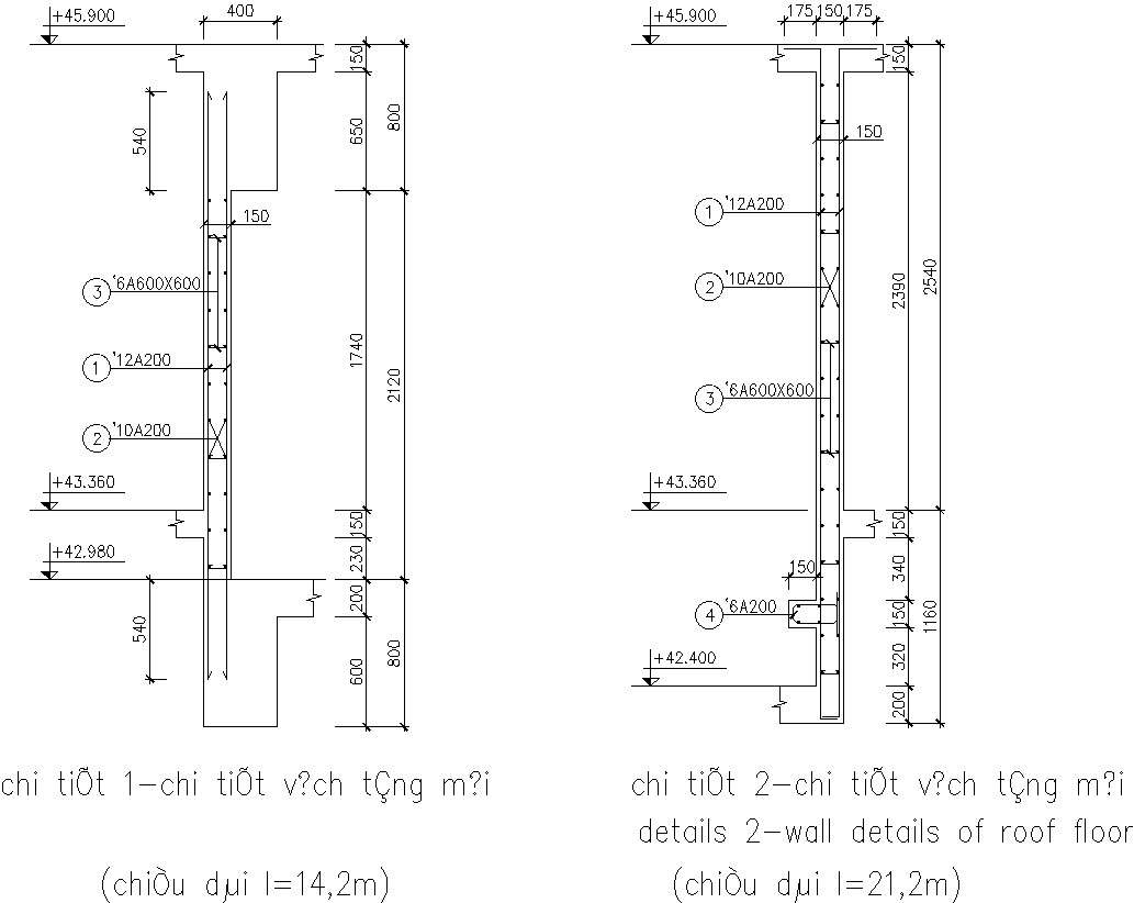 Wall details of roof floor - Cadbull