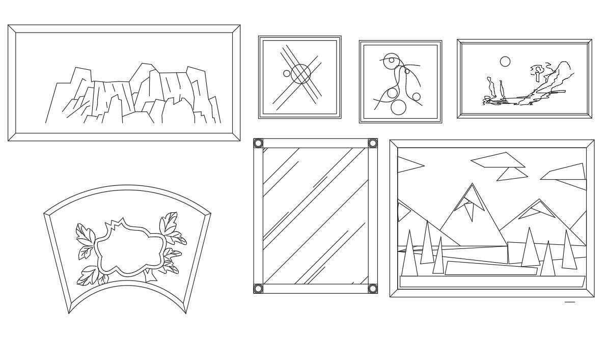 Wall painting Frame AutoCAD Blocks DWG File - Cadbull