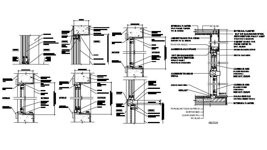 Wall section and details AutoCAD file,2d drawing, dwg file. - Cadbull