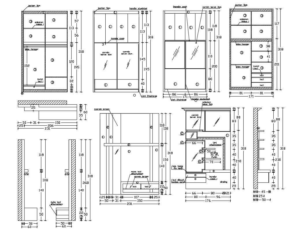 Wardrobe And Dressing Table DWG File Cadbull