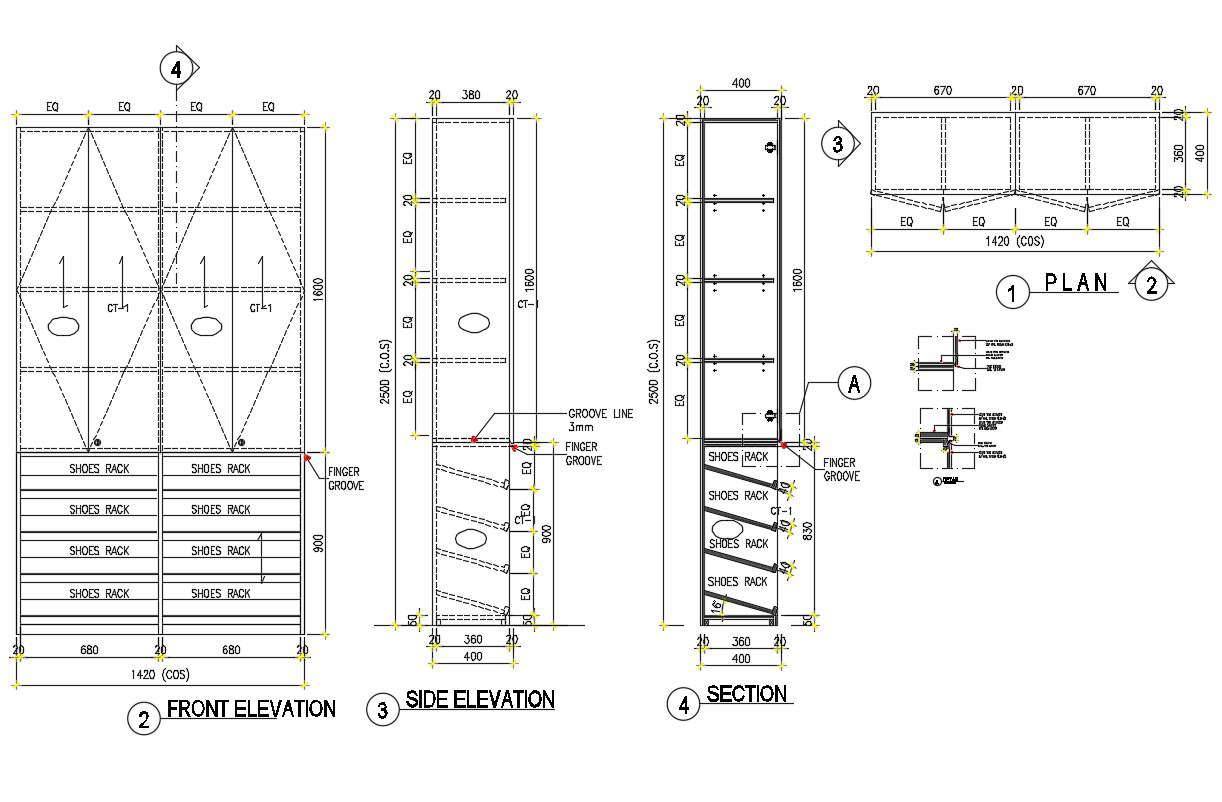 Wardrobe CAD Drawing - Cadbull