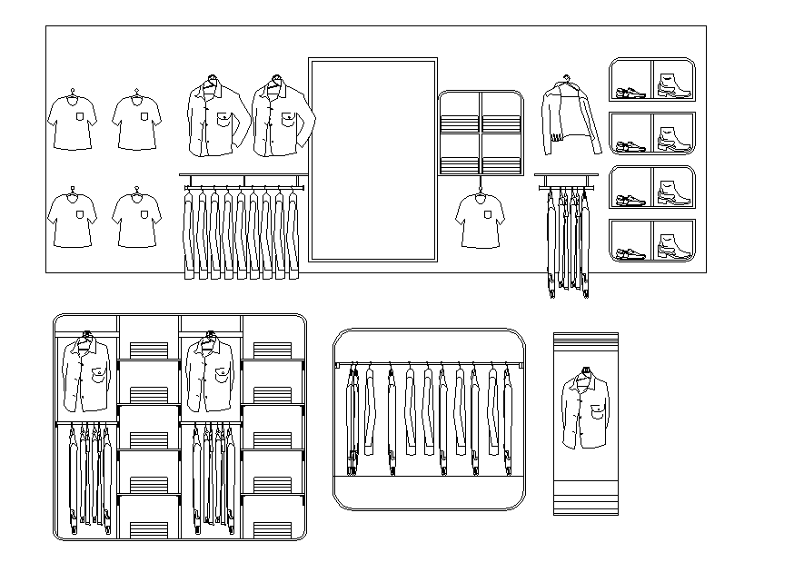 Wardrobe detailing front elevation - Cadbull