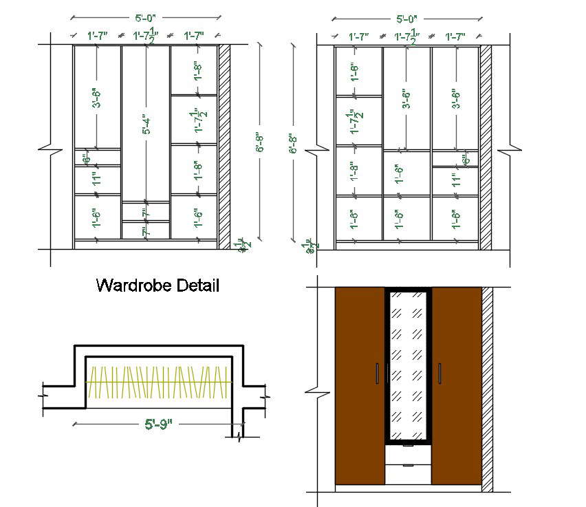 Wardrobe Drawing Free CAD Blocks DWG File Cadbull