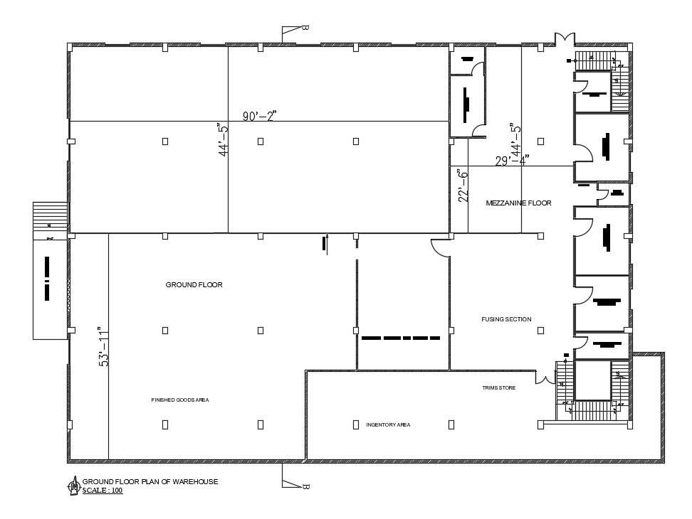 Ware House Ground Floor Plan AutoCAD Drawing Download DWG File - Cadbull