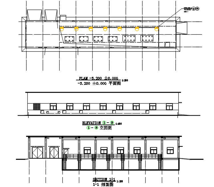 Warehouse Plan With Sectional Elevation Drawing Free Dwg File - Cadbull