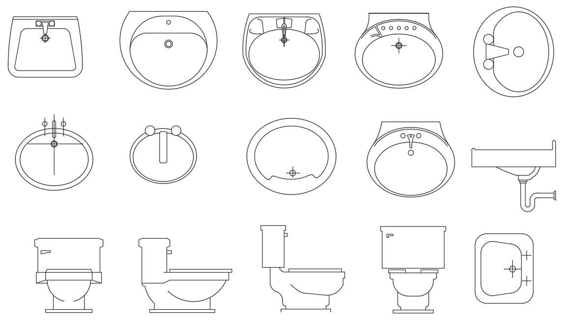 Wash Basin And Toilet Blocks Sanitary Ware Drawing DWG File - Cadbull
