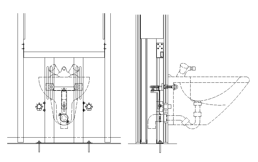 Wash Basin Front And Side View Elevation Design Download DWG File - Cadbull