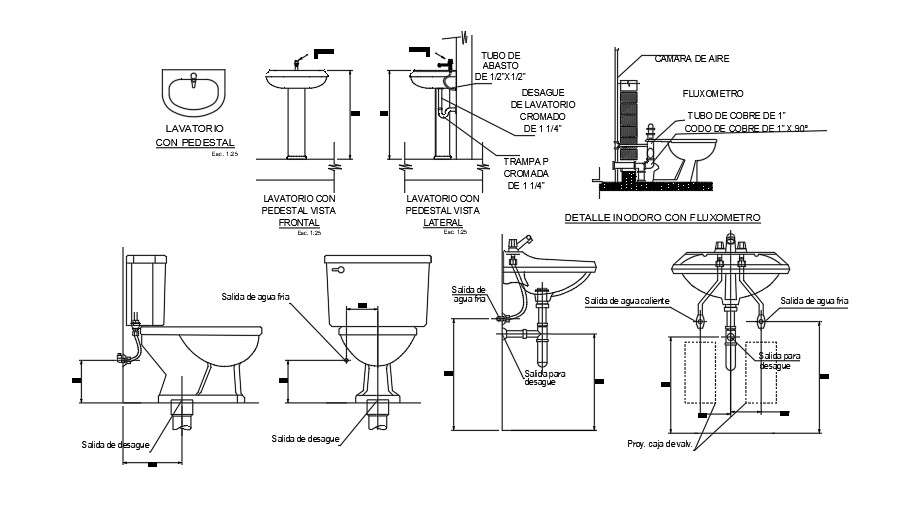 Washbasin Plan, Section And Elevation Layout File - Cadbull