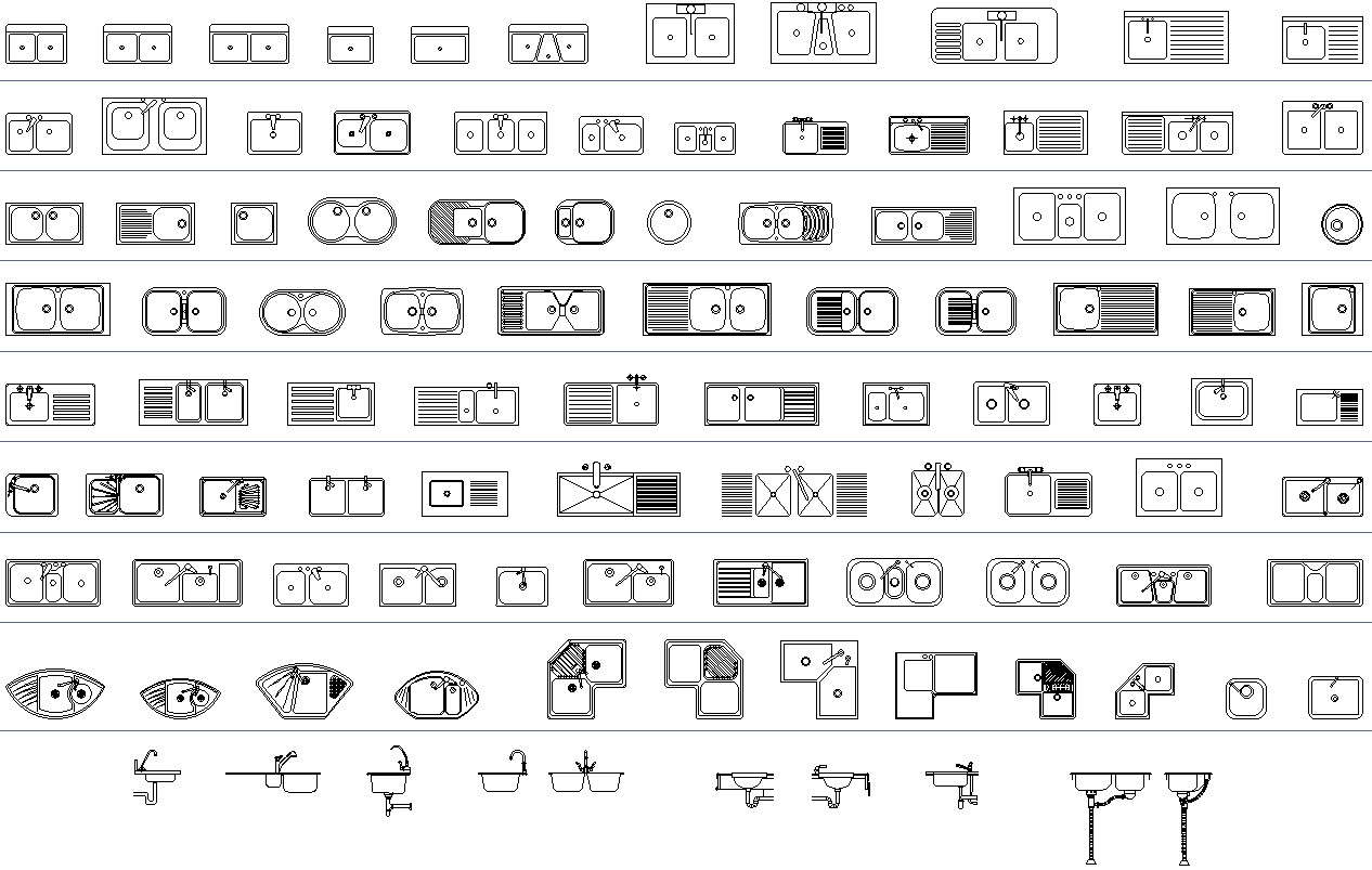 Wash basin fitting blocks Autocad file , cad drawing , dwg format - Cadbull