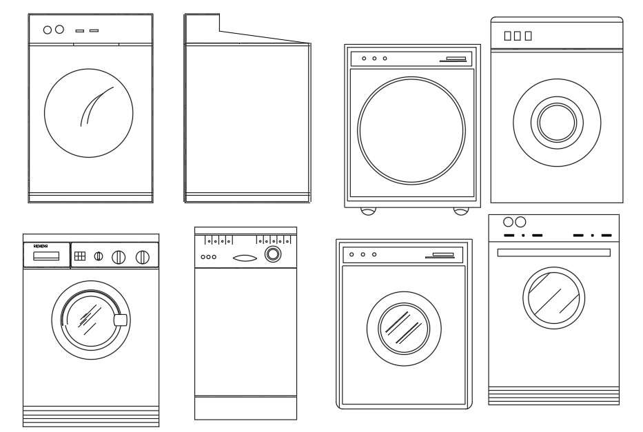  Washing  Machine  Front Load CAD Blocks Free DWG  File Cadbull