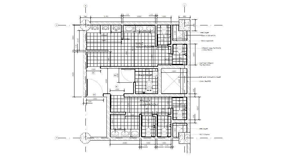 Shopping Mall Washrooms Plan And Installation Details Dwg File Cadbull ...