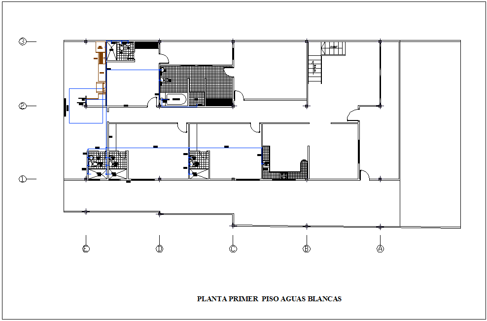 Water pipe line view with single line of first floor plan