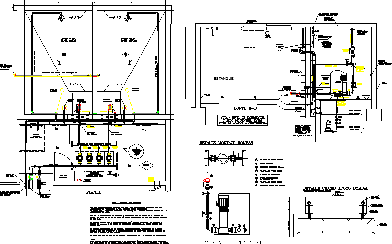 Water reservoir tank architecture project dwg file - Cadbull