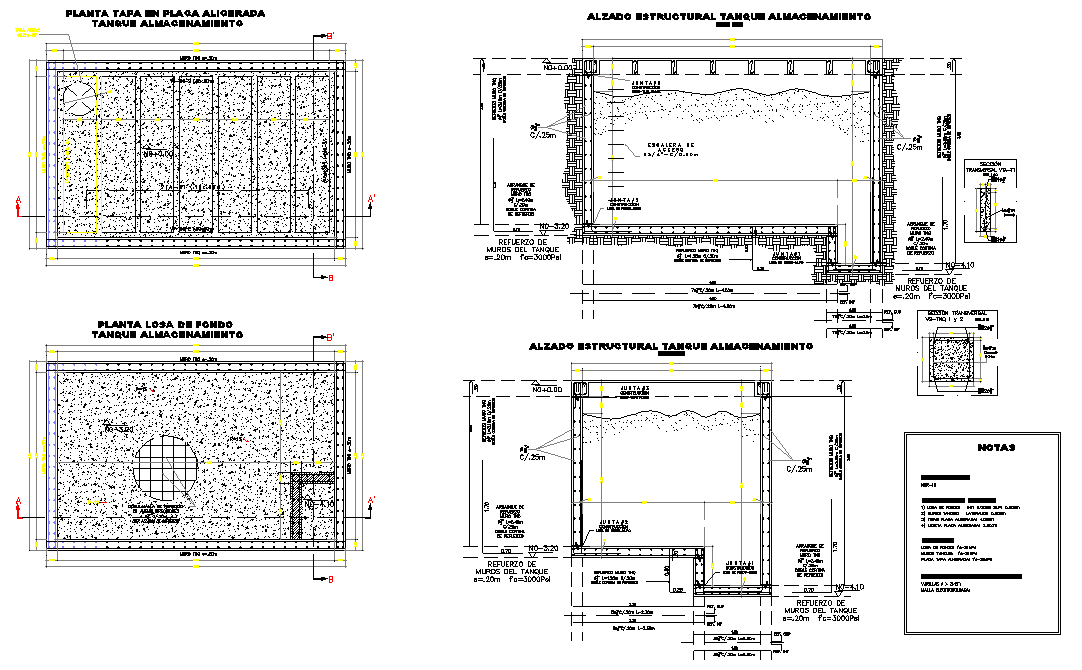 Cad Section And Plan Of Water Tank Construction Dwg File Cadbull | My ...