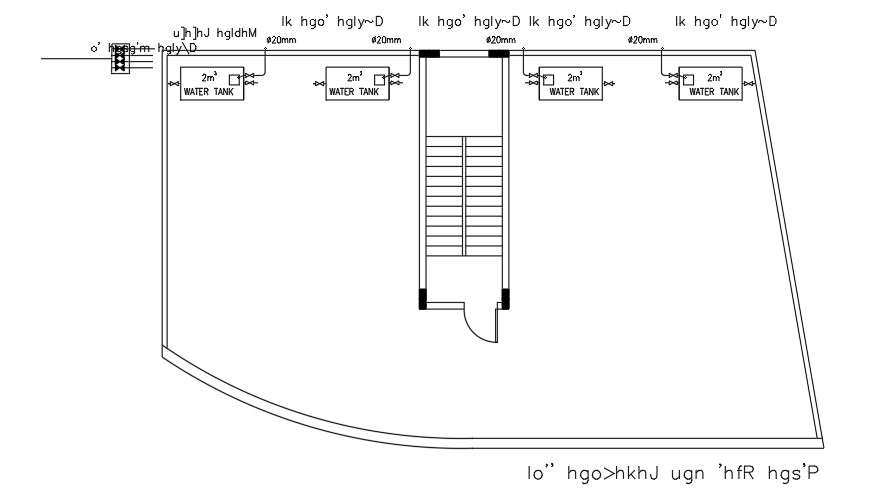 Water Tank Placement At Terrace Floor Plan CAD Layout - Cadbull