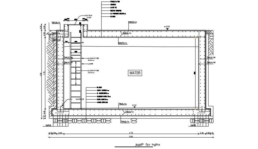 Water Tank Section DWG File - Cadbull