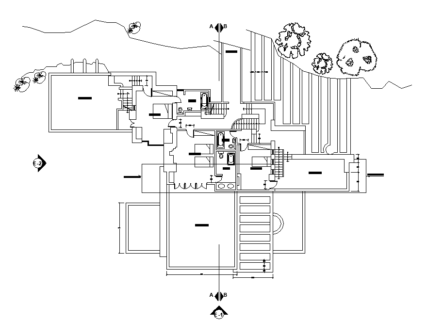 Waterfall House First Floor Layout Plan AutoCAD Drawing Download DWG 