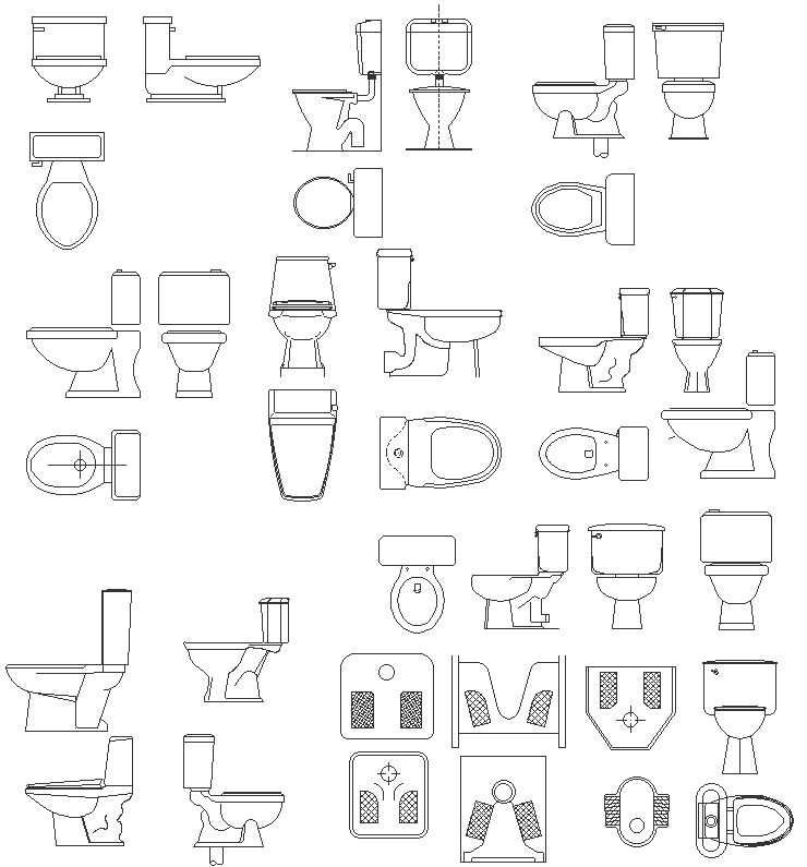 Wc detailed design with plan and elevation dwg autocad drawing . - Cadbull