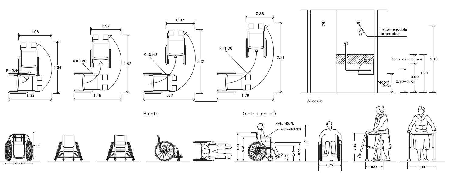 Wheel Chair Elevation Design 2d Autocad Drawing Free Download Cadbull