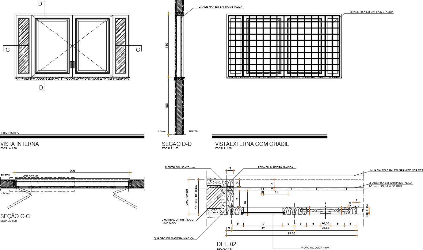 Window detail drawing in autocad Cadbull