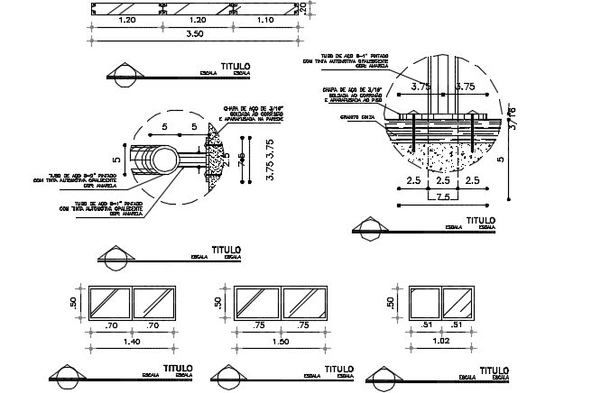 Window plan and section detail dwg file - Cadbull